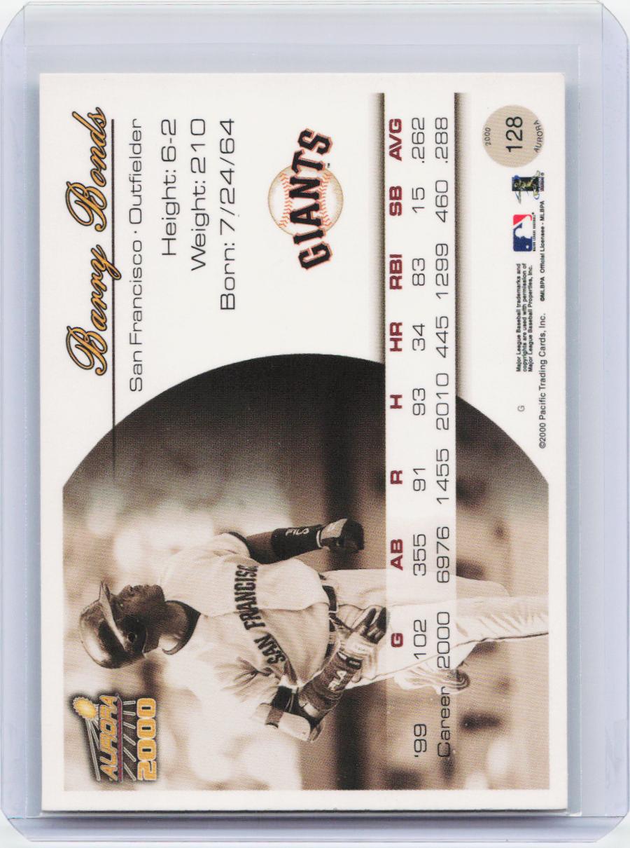 2000 Pacific Aurora #128 Barry Bonds Pinstripes