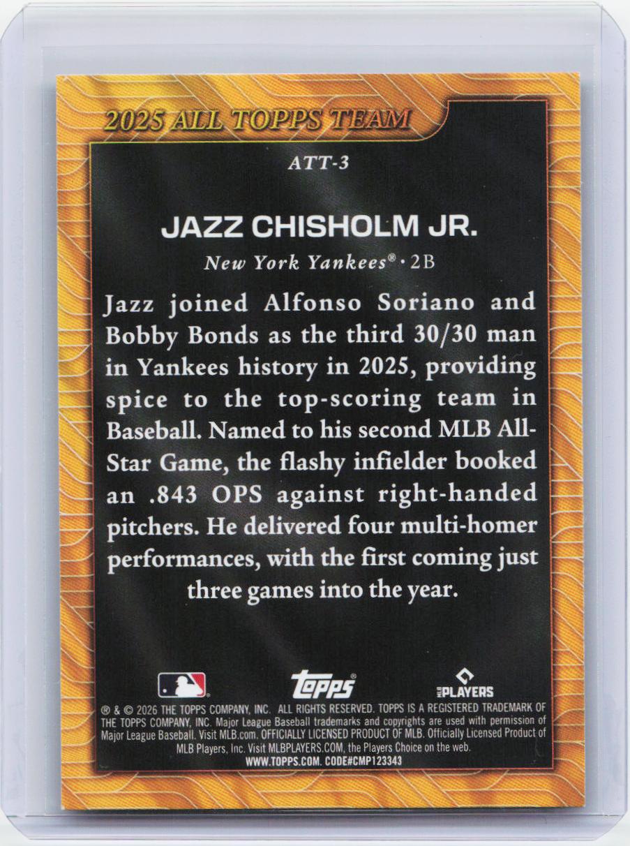 2026 Topps #ATT-3 Jazz Chisholm Jr. 2025 All Topps Team
