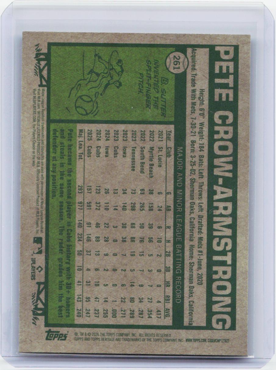 2026 Topps Heritage #261 Pete Crow-Armstrong Chrome Silver Sparkle Refractors