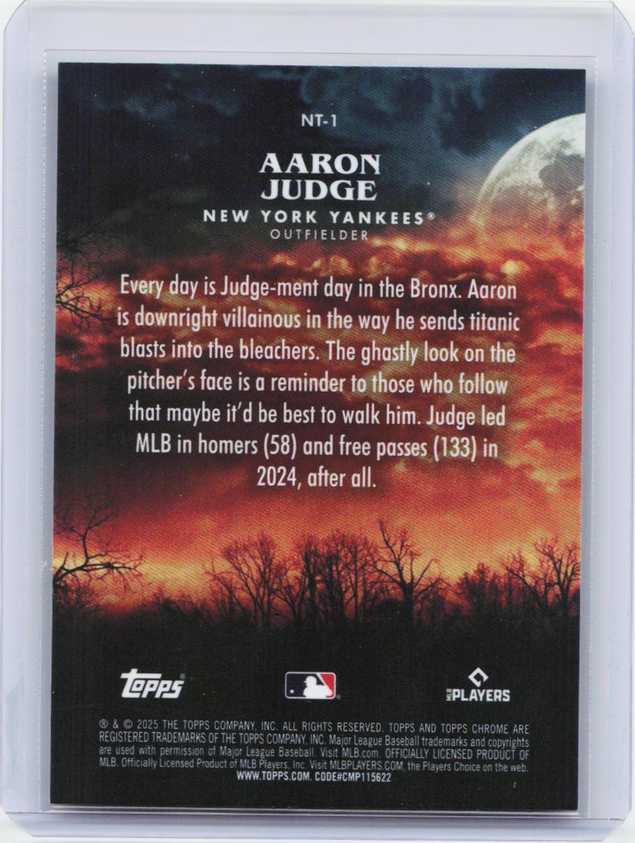 2025 Topps Chrome Update #NT-1 Aaron Judge Night Terrors