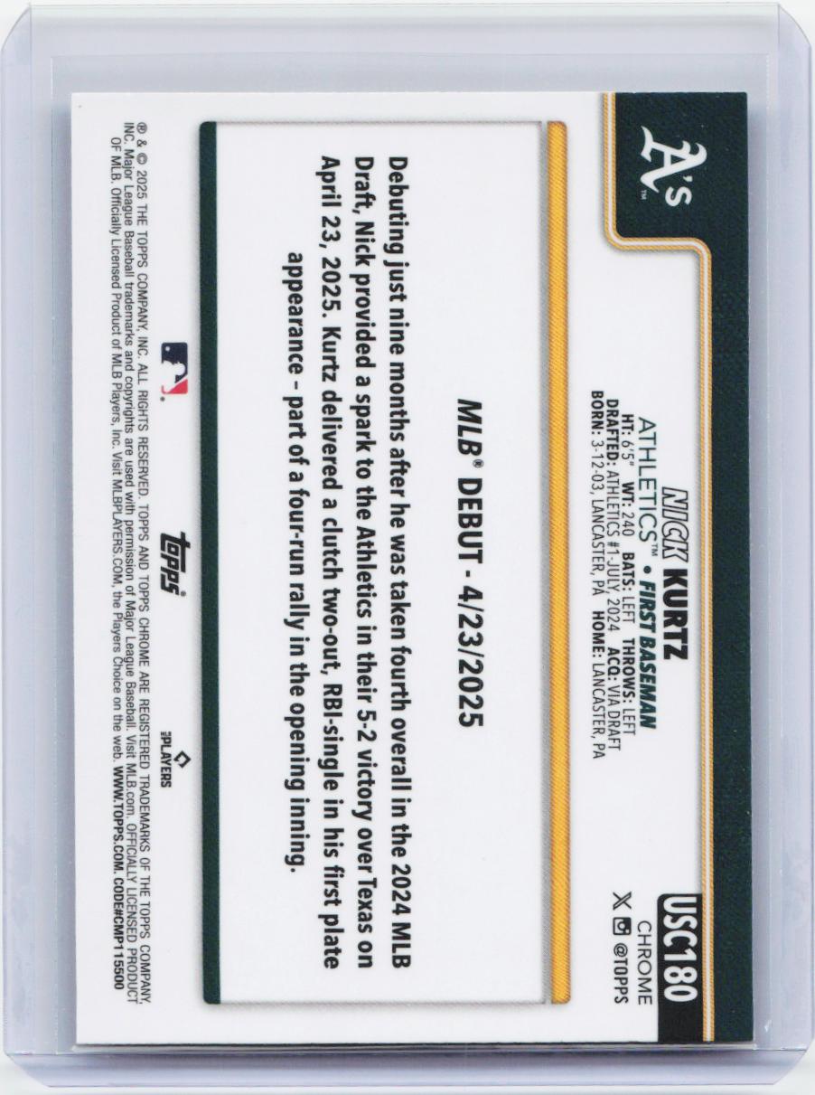 2025 Topps Chrome Update #USC180 Nick Kurtz