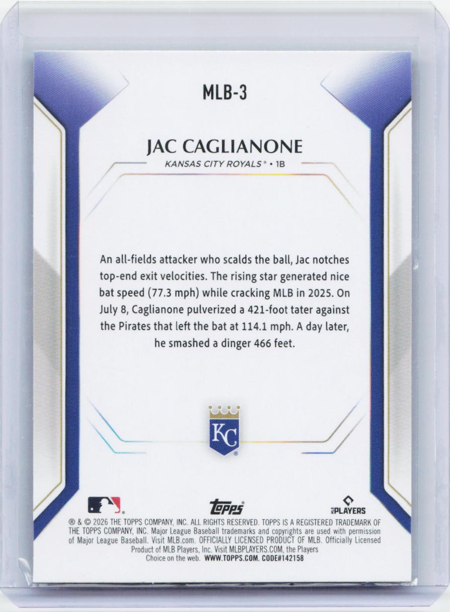 2026 Topps #MLB-3 Jac Caglianone Topps Collector Kit