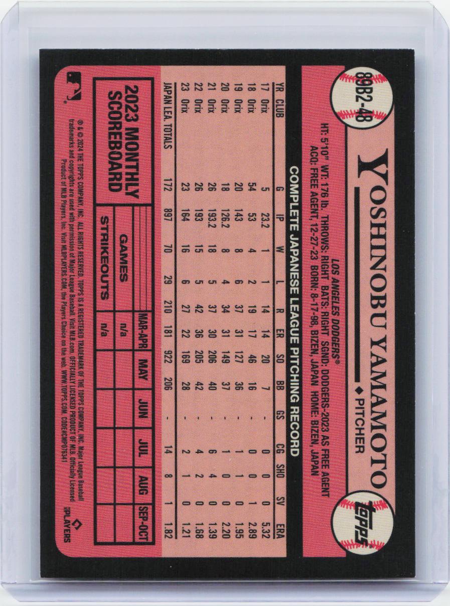 2024 Topps #89B2-48 Yoshinobu Yamamoto 1989 Topps Baseball 35th Anniversary
