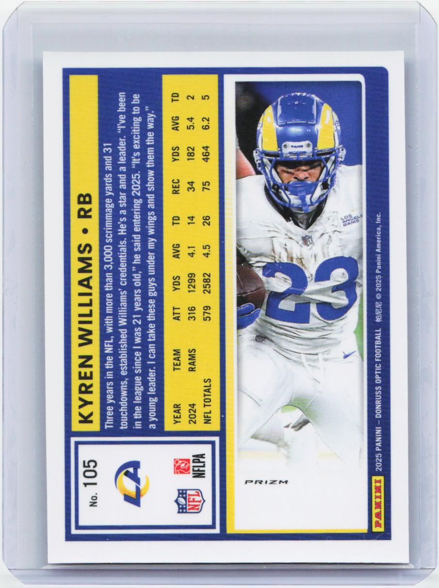 2025 Donruss Optic #105 Kyren Williams Holo