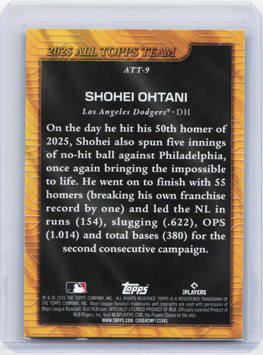 2026 Topps #ATT-9 Shohei Ohtani 2025 All Topps Team