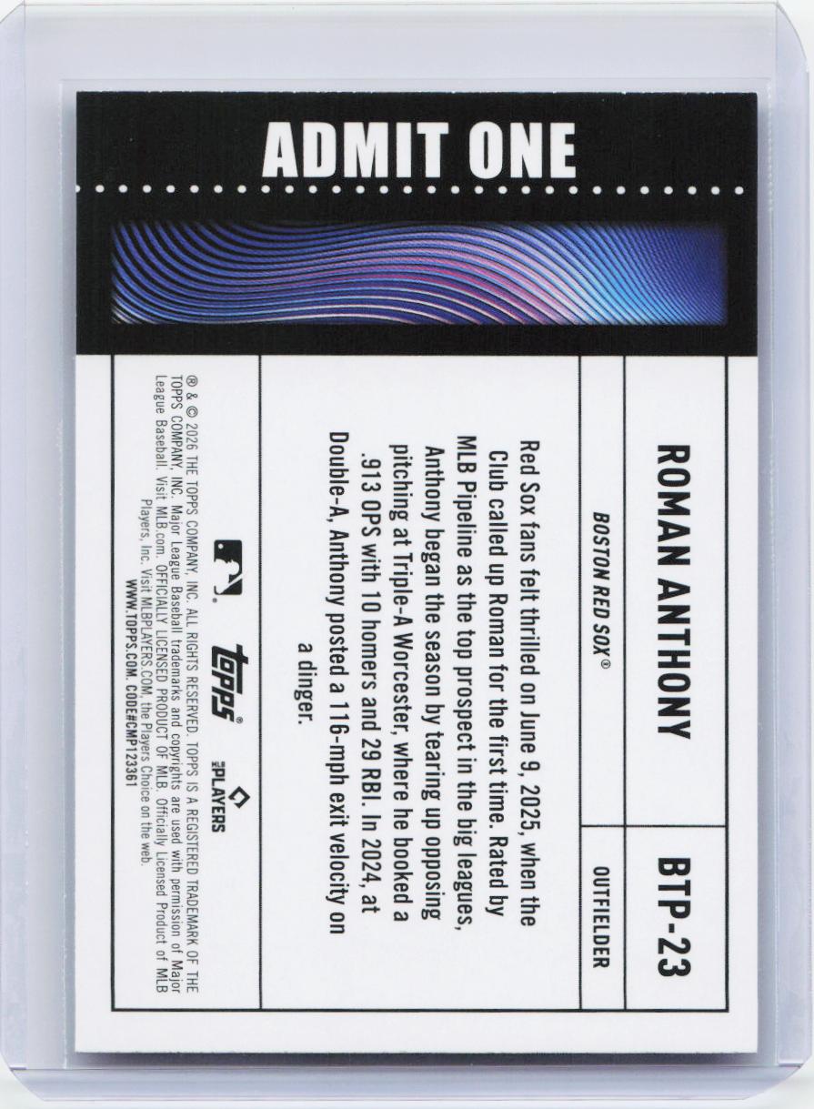 2026 Topps #BTP-23 Roman Anthony Big Ticket Players