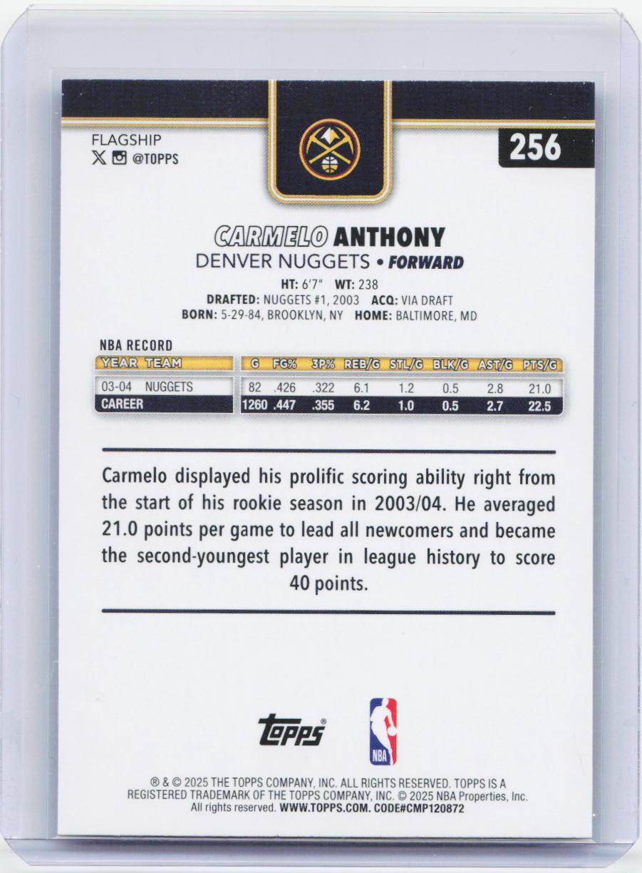2025-26 Topps #256 Carmelo Anthony Sandglitter