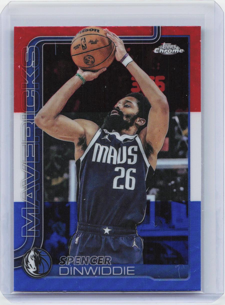 2025-26 Topps Chrome #13 Spencer Dinwiddie Red White and Blue Refractor