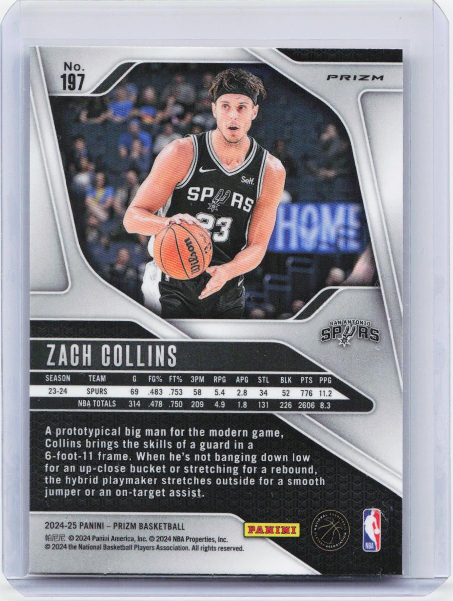 2024-25 Panini Prizm #197 Zach Collins Prizms Pink Ice