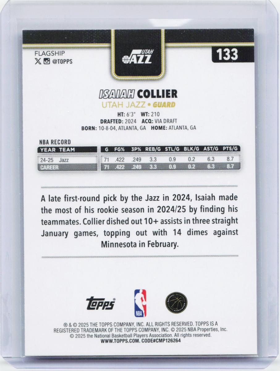 2025-26 Topps #133 Isaiah Collier Blackout