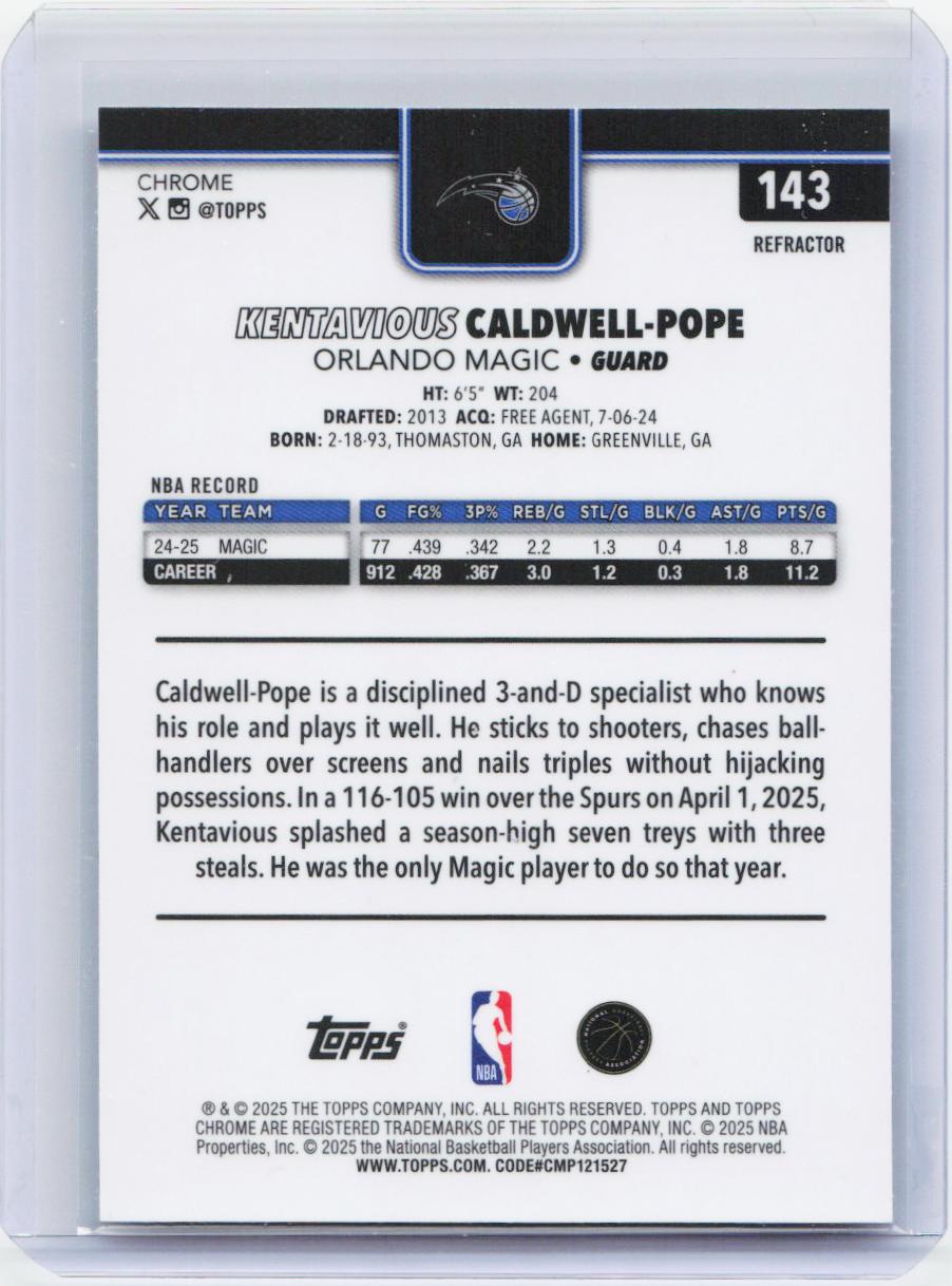 2025-26 Topps Chrome #143 Kentavious Caldwell-Pope Refractor