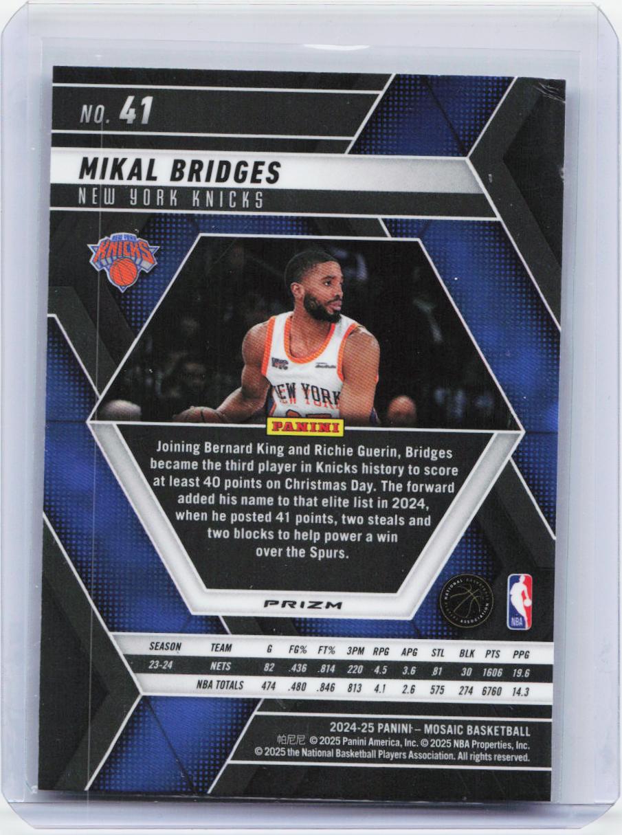 2024-25 Panini Mosaic #41 Mikal Bridges Mosaic