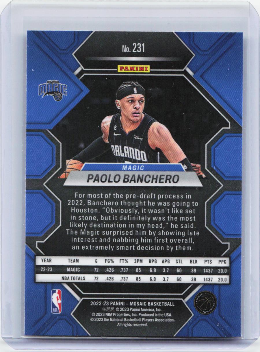 2022-23 Panini Mosaic #231 Paolo Banchero