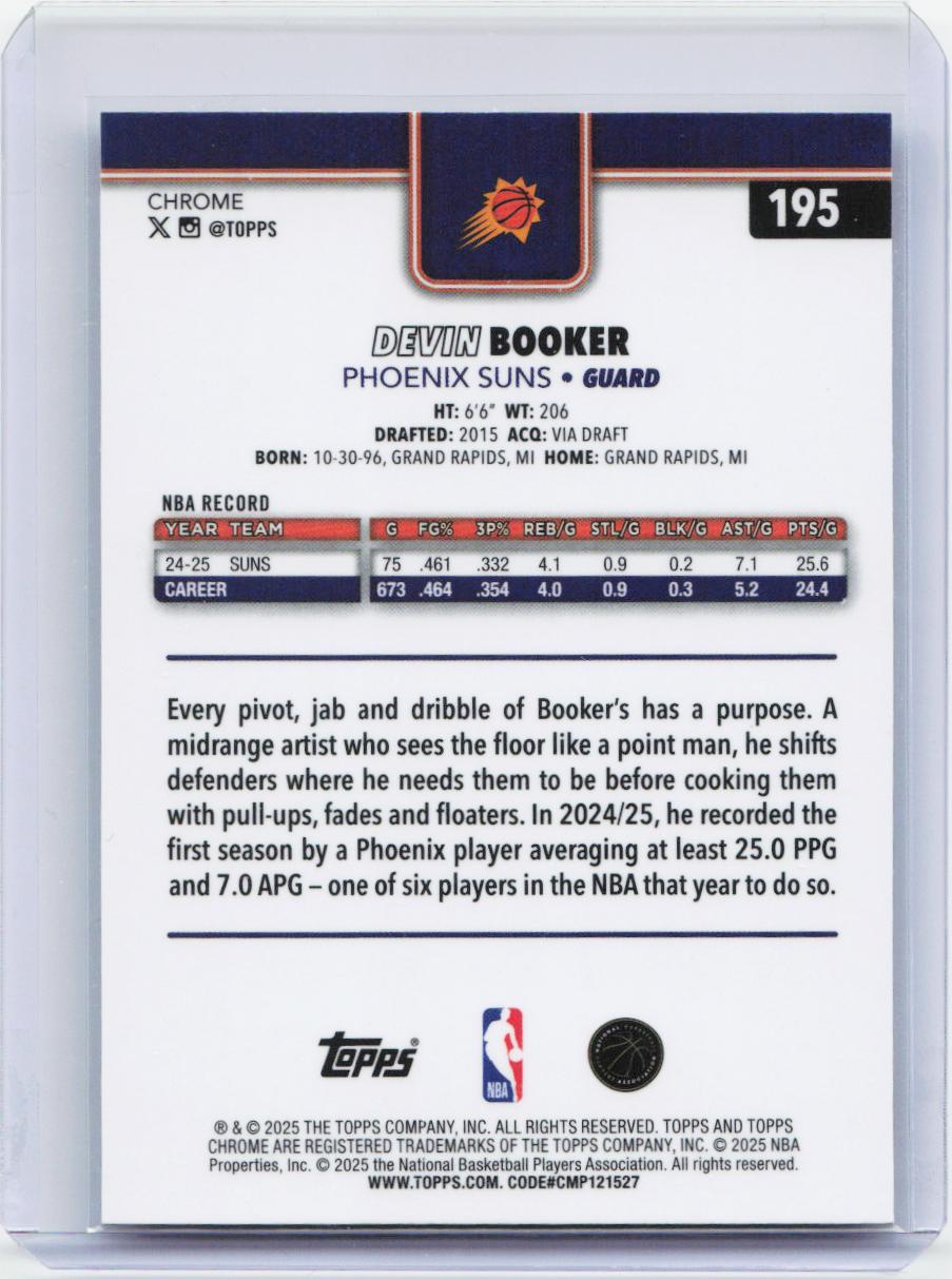 2025-26 Topps Chrome #195 Devin Booker