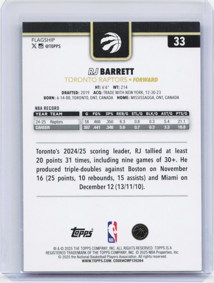2025-26 Topps #33 RJ Barrett Blackout