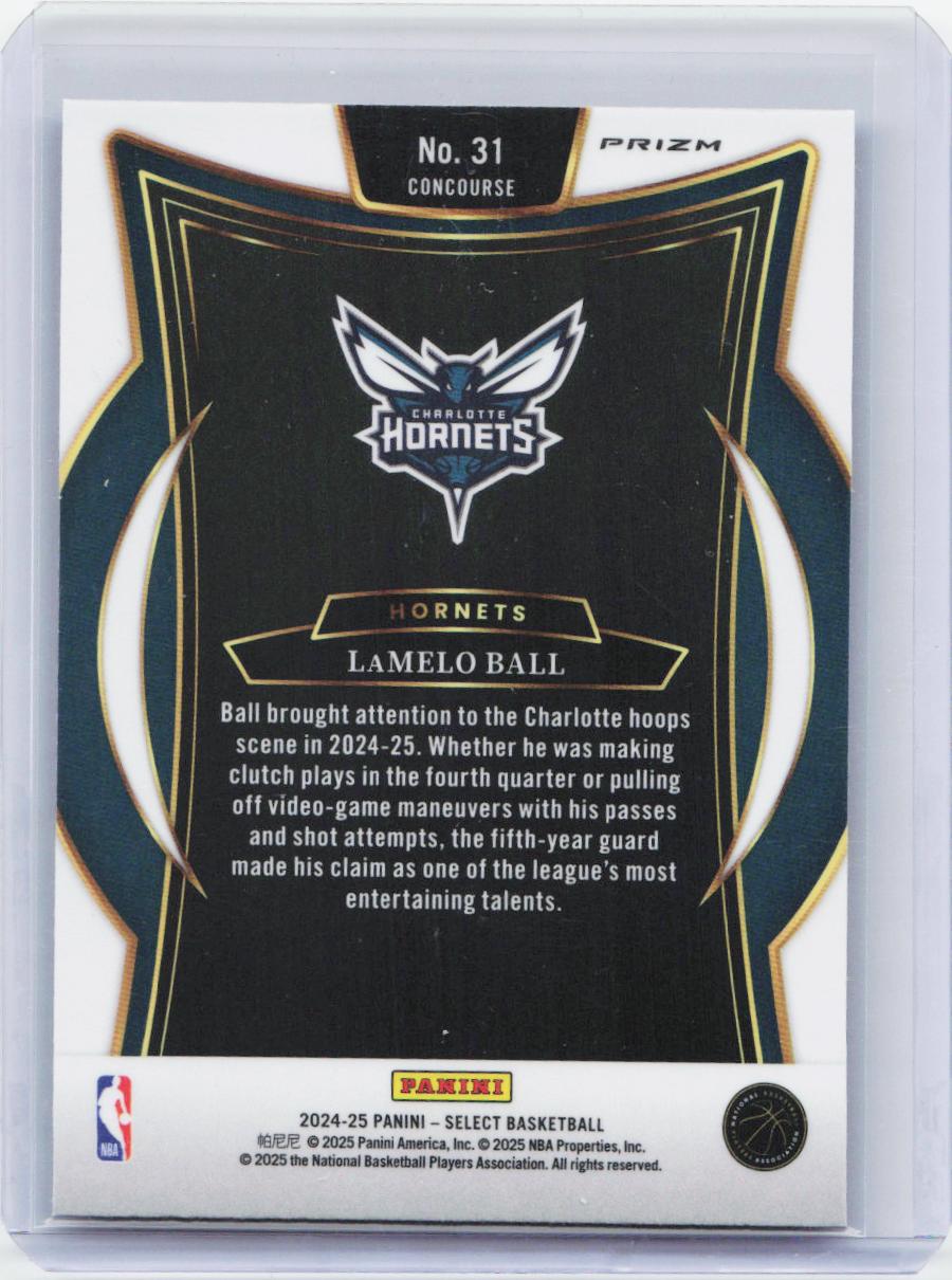 2024-25 Panini Select #31 LaMelo Ball Blue Cracked Ice Prizm