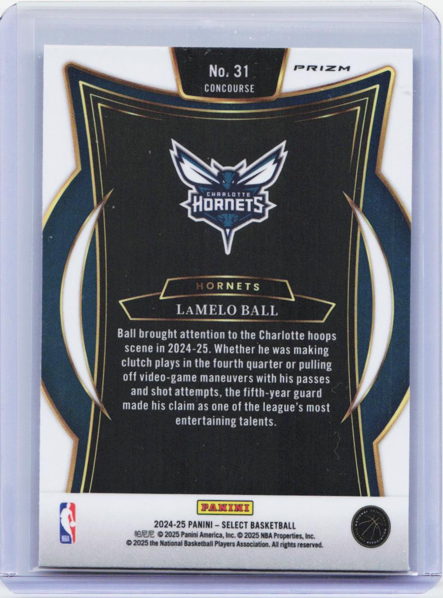 2024-25 Panini Select #31 LaMelo Ball Green White Purple Prizm