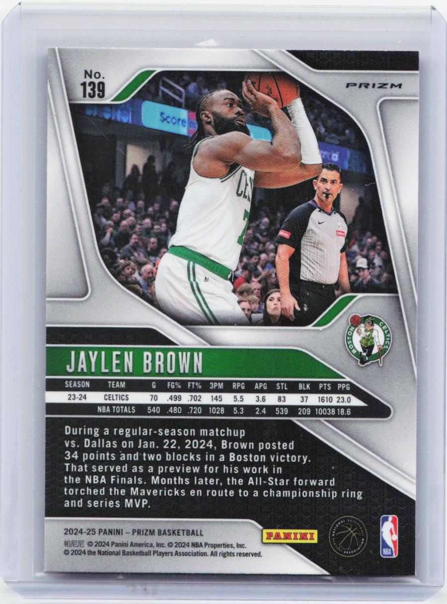 2024-25 Panini Prizm #139 Jaylen Brown Prizms Pink Ice