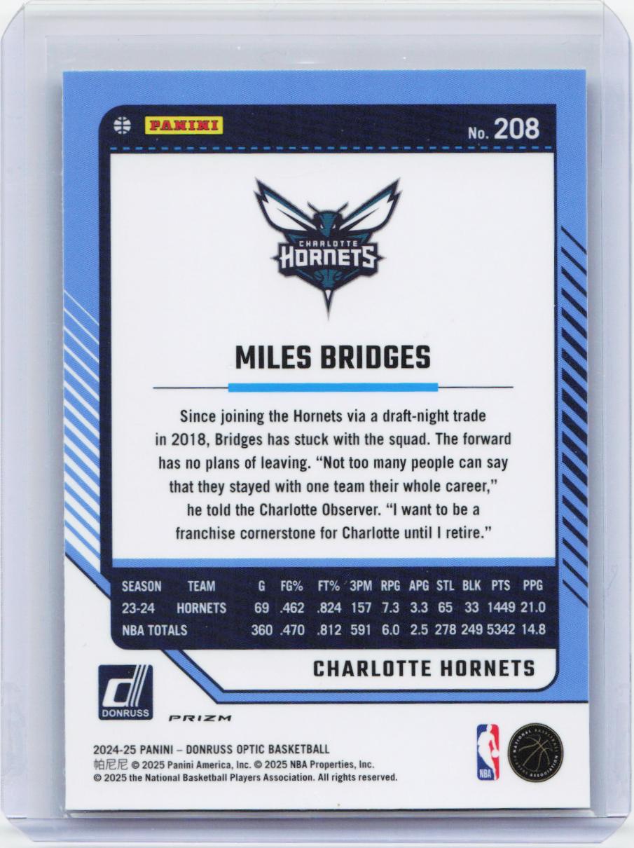 2024-25 Donruss Optic #208 Miles Bridges Holo