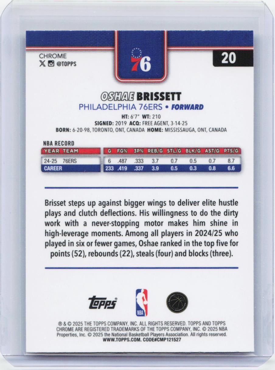 2025-26 Topps Chrome #20 Oshae Brissett Pulsar Refractor