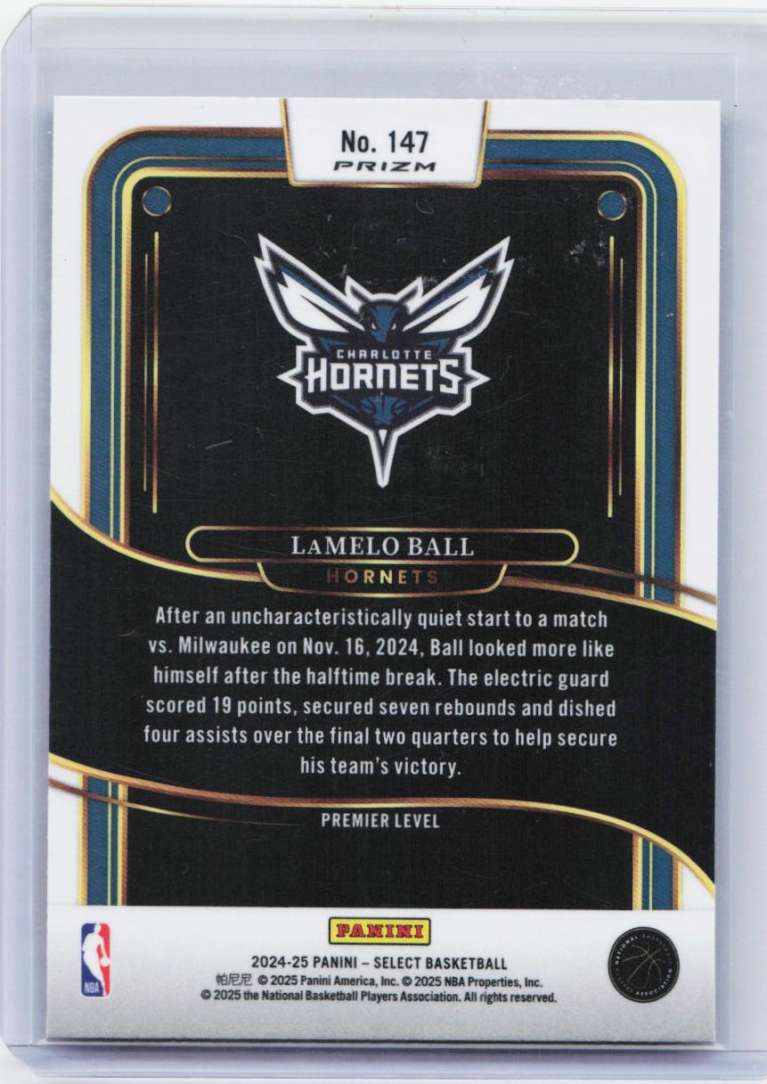 2024-25 Panini Select #147 LaMelo Ball Blue Cracked Ice Prizm