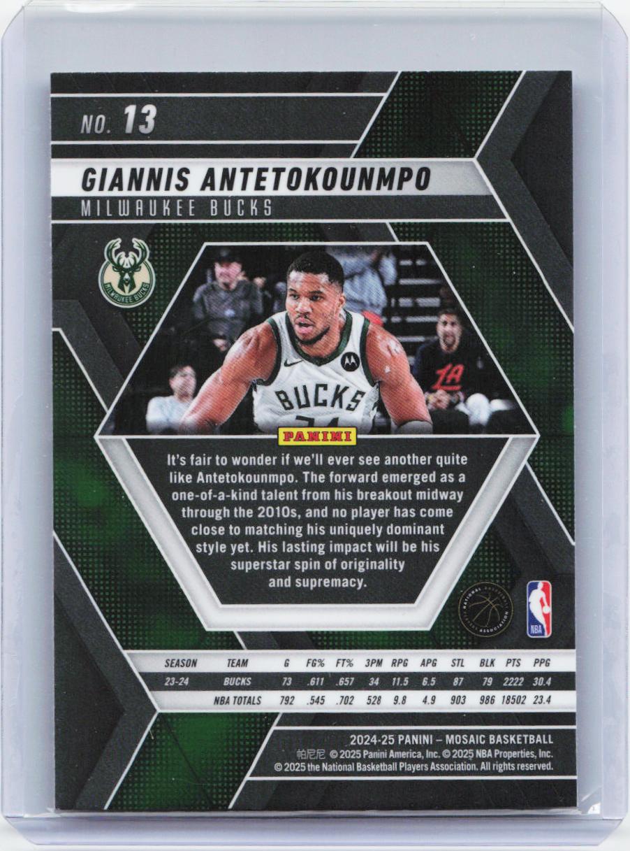 2024-25 Panini Mosaic #13 Giannis Antetokounmpo