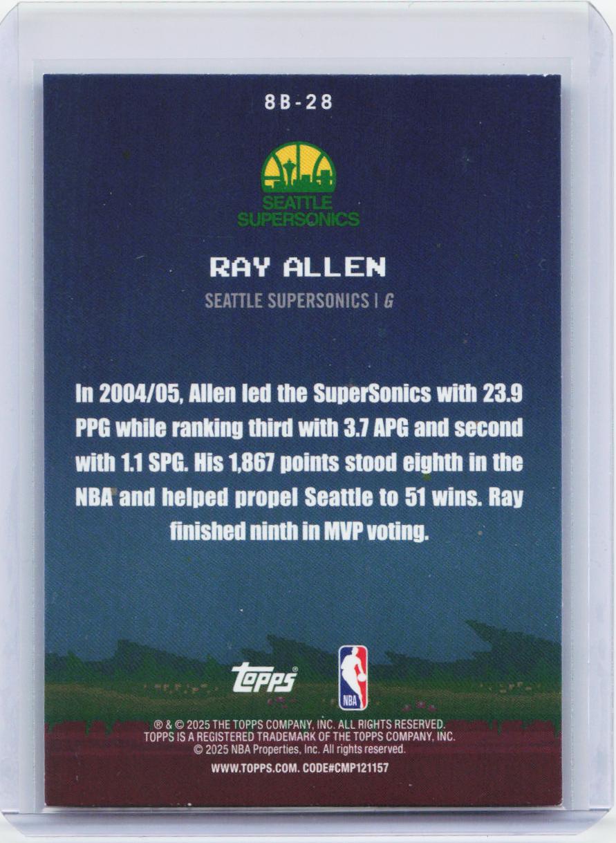 2025-26 Topps #8B-28 Ray Allen 8-Bit Ballers Holo Foil
