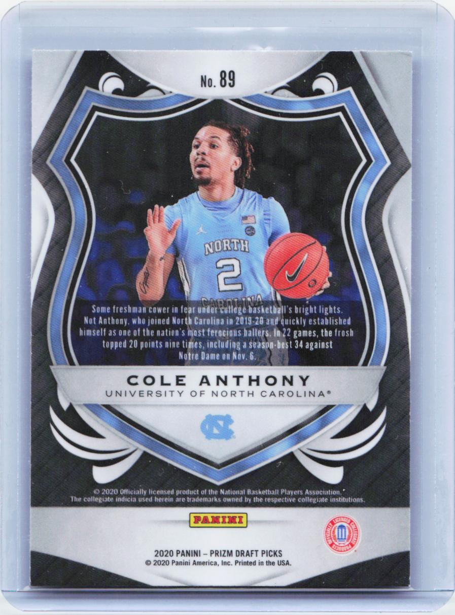 2020 Panini Prizm Draft Picks Collegiate #89 Cole Anthony
