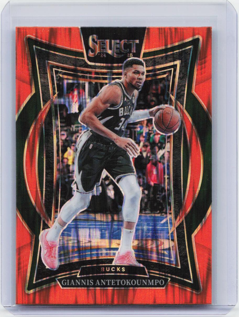 2024-25 Panini Select #43 Giannis Antetokounmpo Orange Flash Prizm