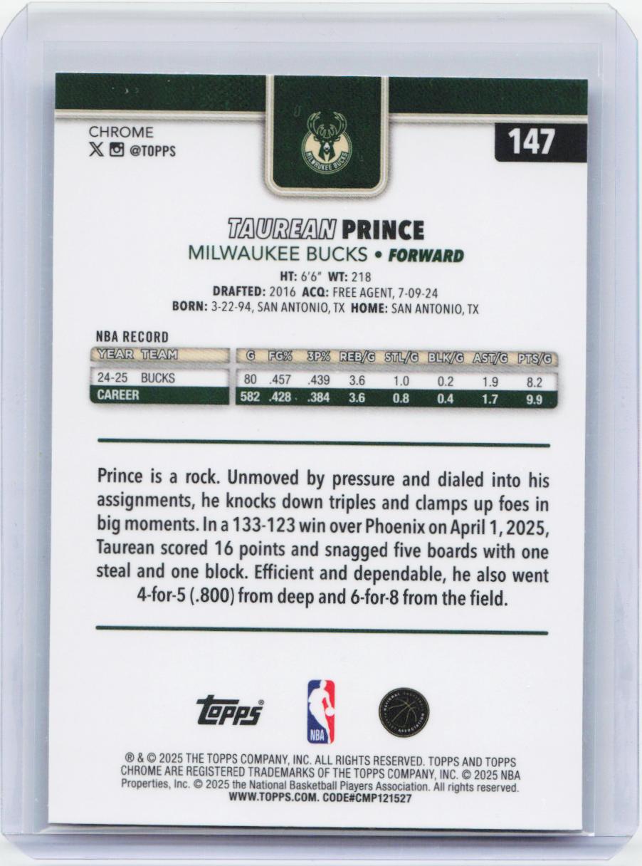 2025-26 Topps Chrome #147 Taurean Prince X-Fractor