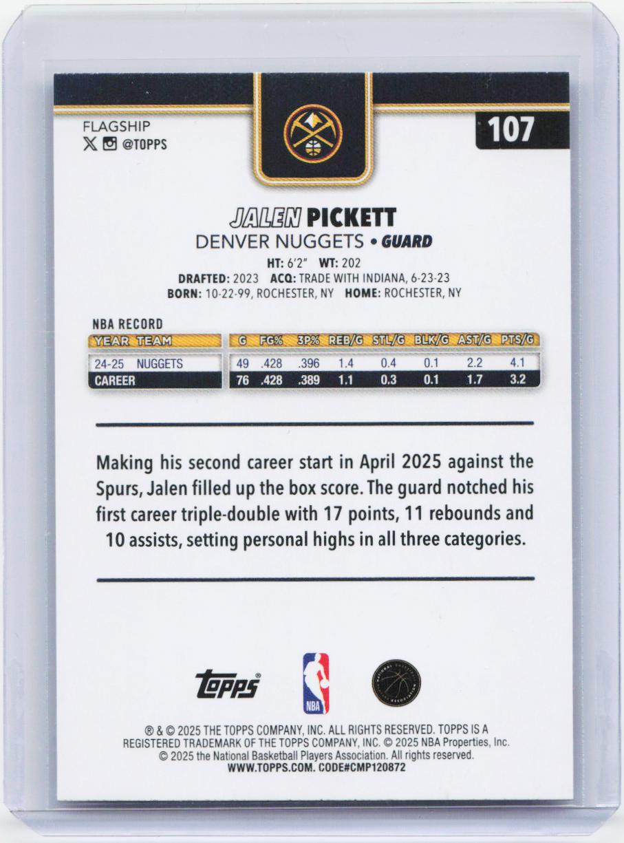 2025-26 Topps #107 Jalen Pickett Diamante