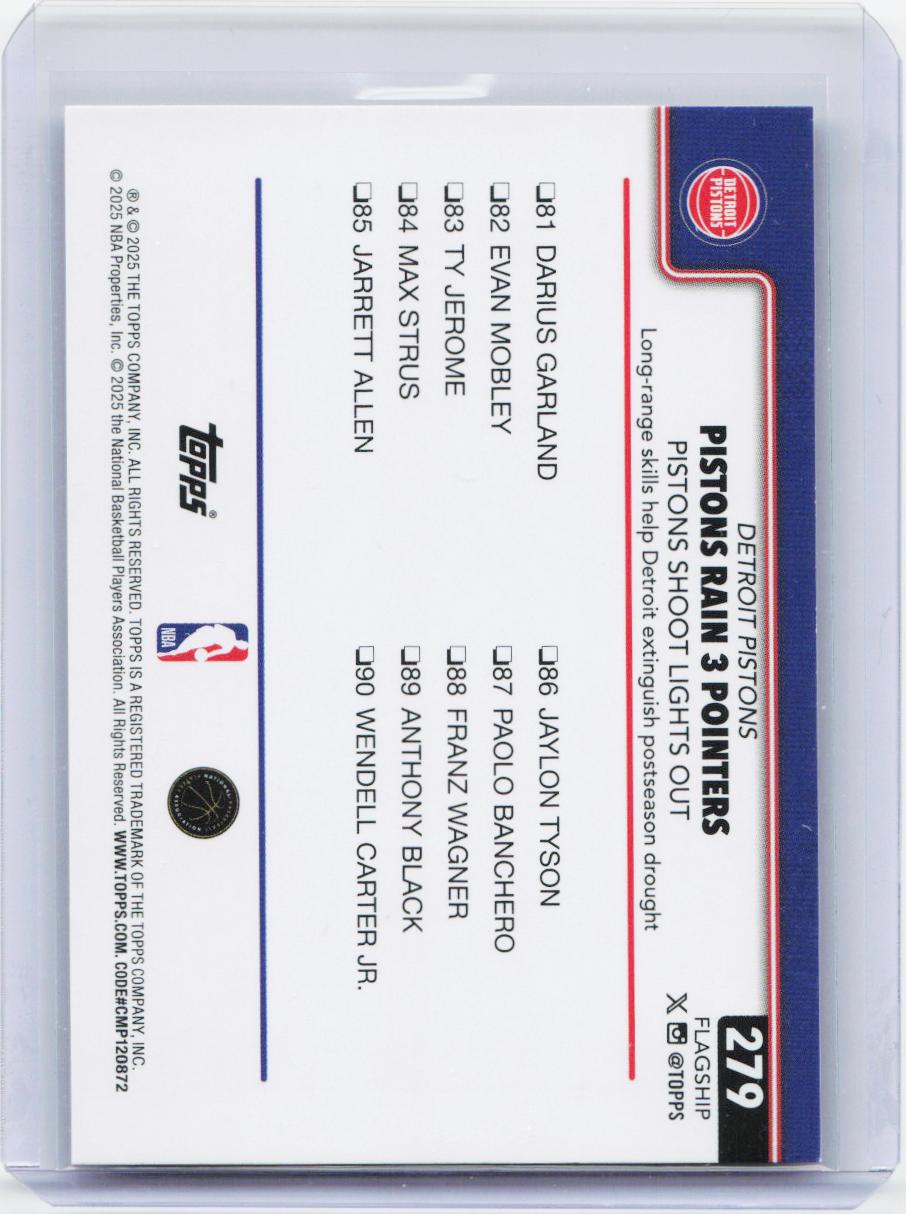 2025-26 Topps #279 Pistons Rain 3 Pointers: Pistons Shoot Lights Out Sandglitter
