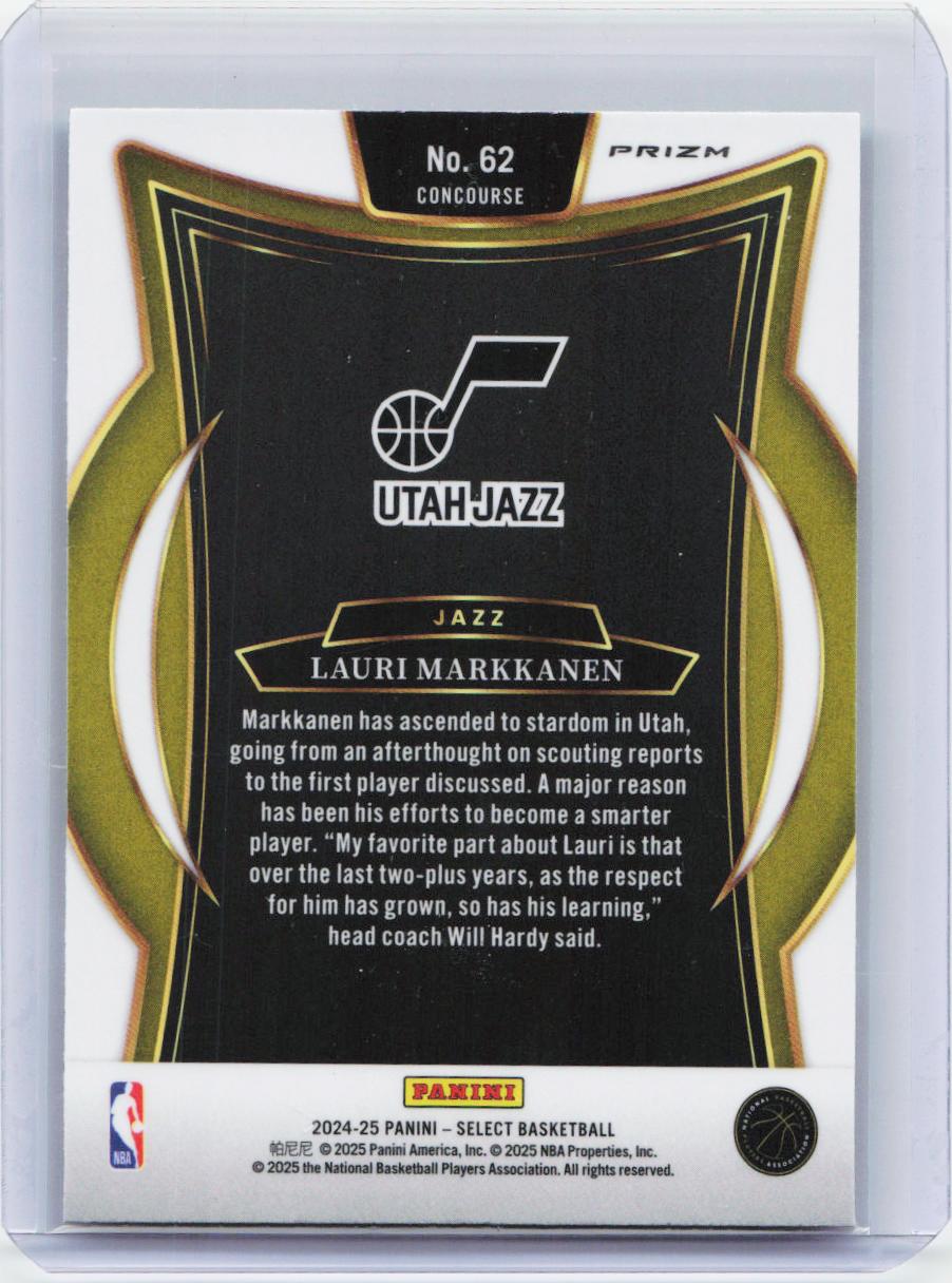 2024-25 Panini Select #62 Lauri Markkanen Green White Purple Prizm