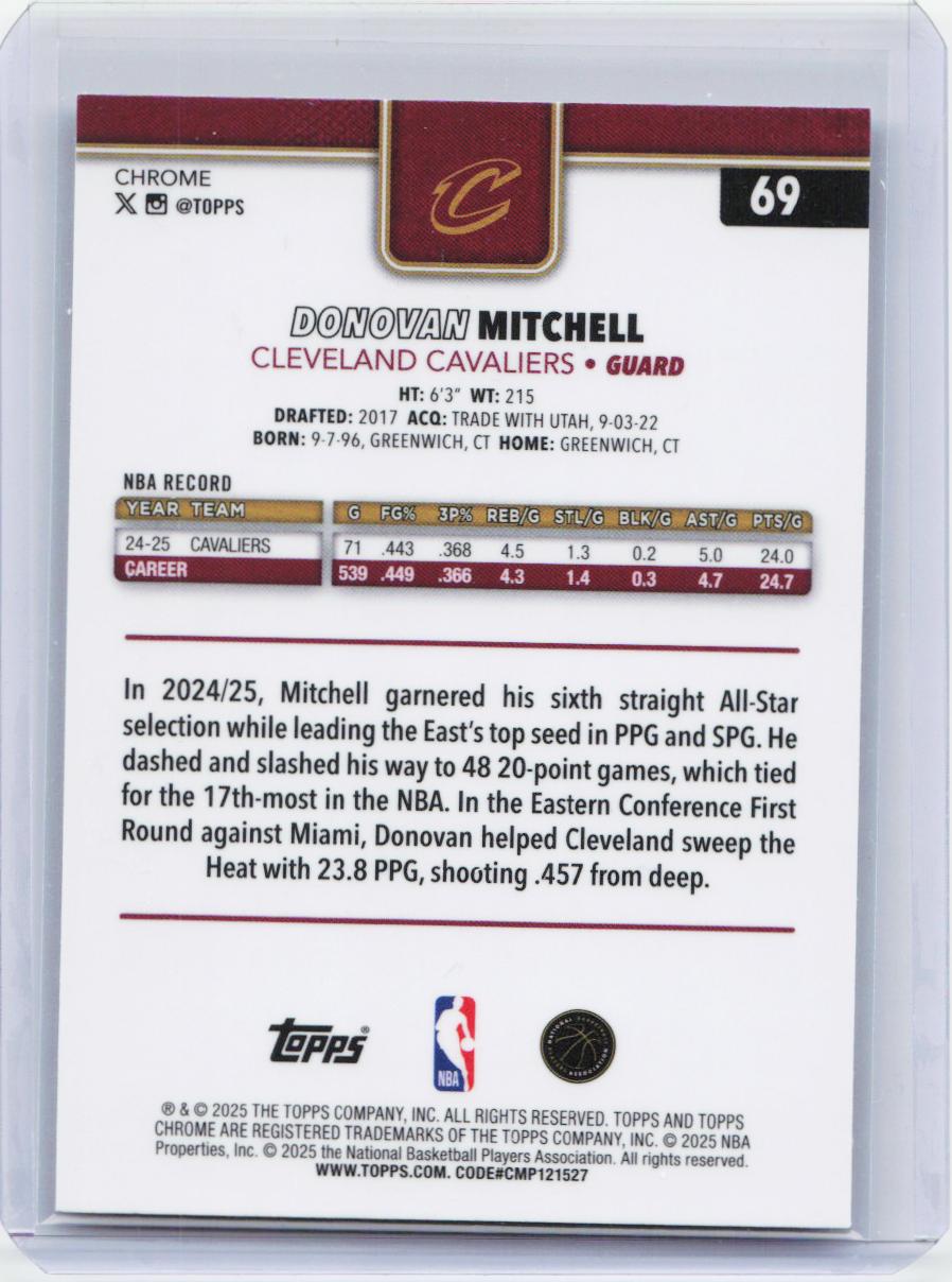 2025-26 Topps Chrome #69 Donovan Mitchell X-Fractor