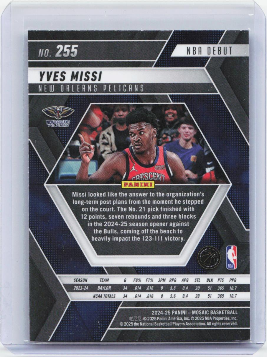 2024-25 Panini Mosaic #255 Yves Missi Red Uniform