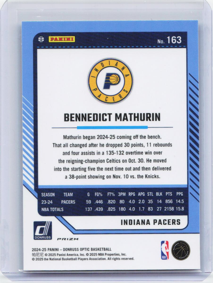 2024-25 Donruss Optic #163 Bennedict Mathurin Holo