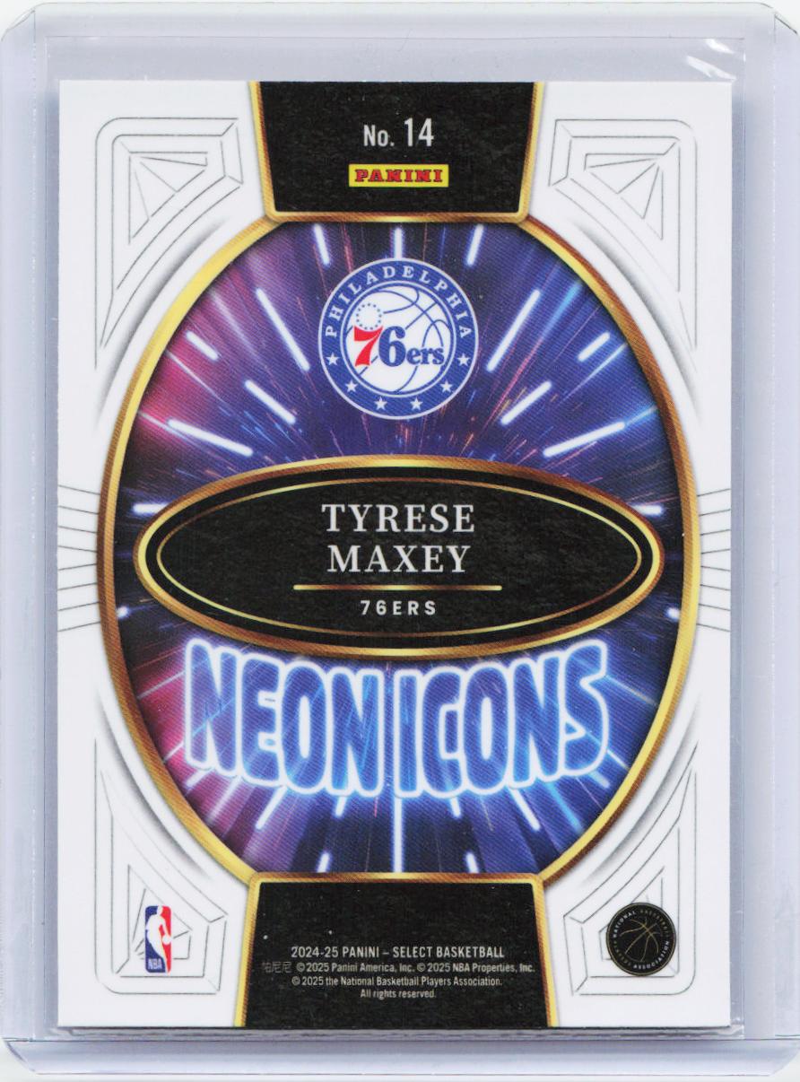 2024-25 Panini Select #14 Tyrese Maxey Neon Icons