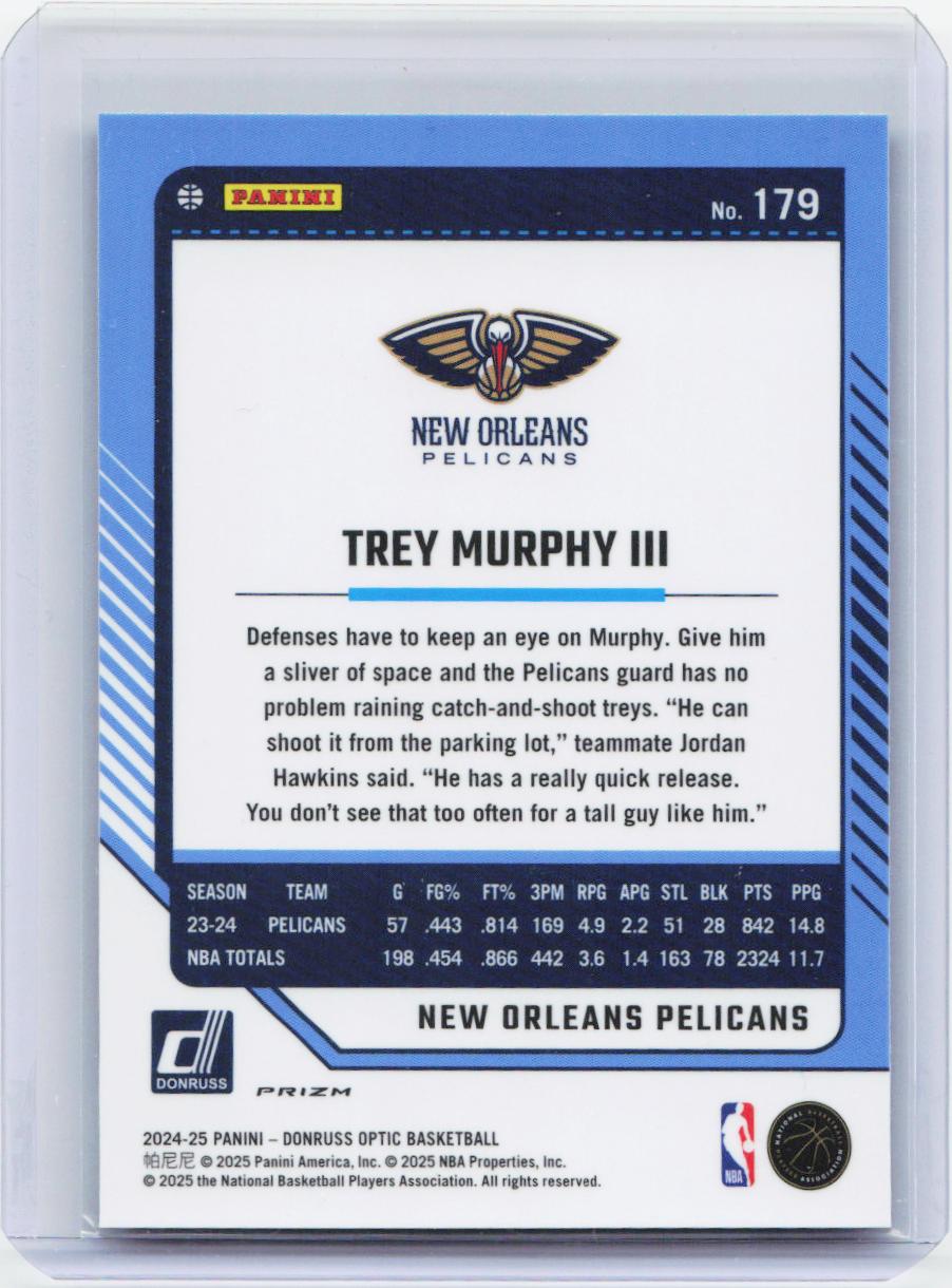 2024-25 Donruss Optic #179 Trey Murphy III Purple