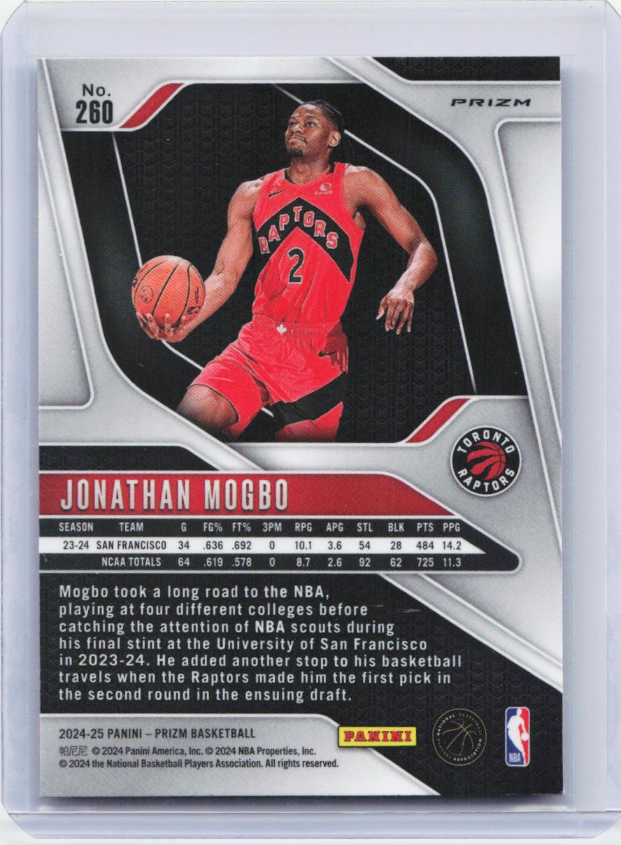 2024-25 Panini Prizm #260 Jonathan Mogbo Prizms Pink Ice