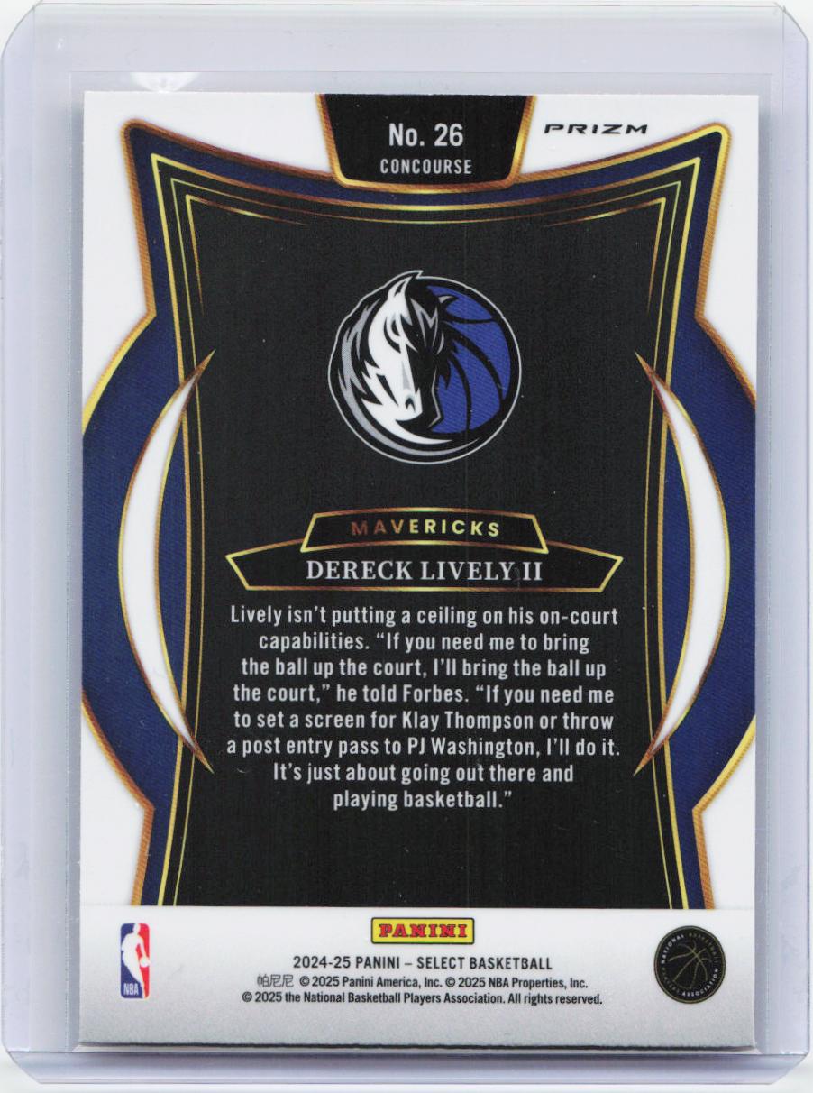 2024-25 Panini Select #26 Dereck Lively II Orange Flash Prizm
