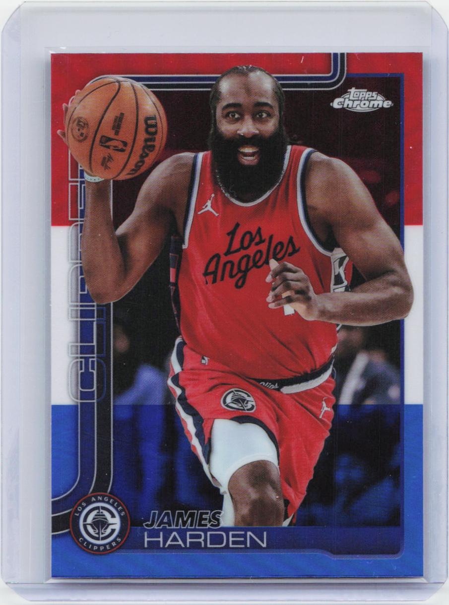 2025-26 Topps Chrome #54 James Harden Red White and Blue Refractor