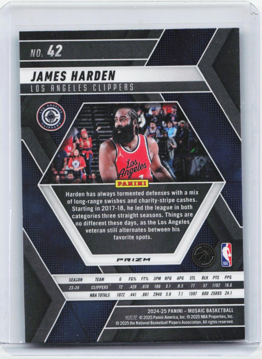 2024-25 Panini Mosaic #42 James Harden Green Mosaic