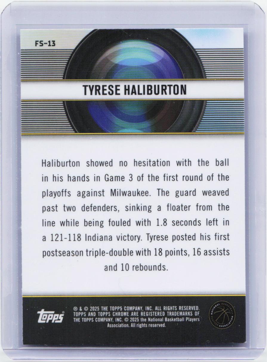 2024-25 Topps Chrome Film Study Blue Basketball #FS-13 Tyrese Haliburton