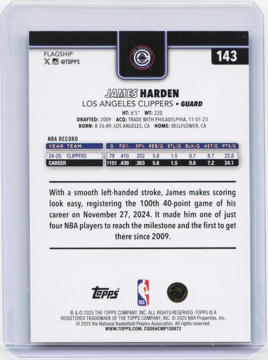 2025-26 Topps #143 James Harden Holo Foil