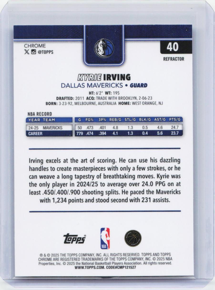 2025-26 Topps Chrome #40 Kyrie Irving Refractor