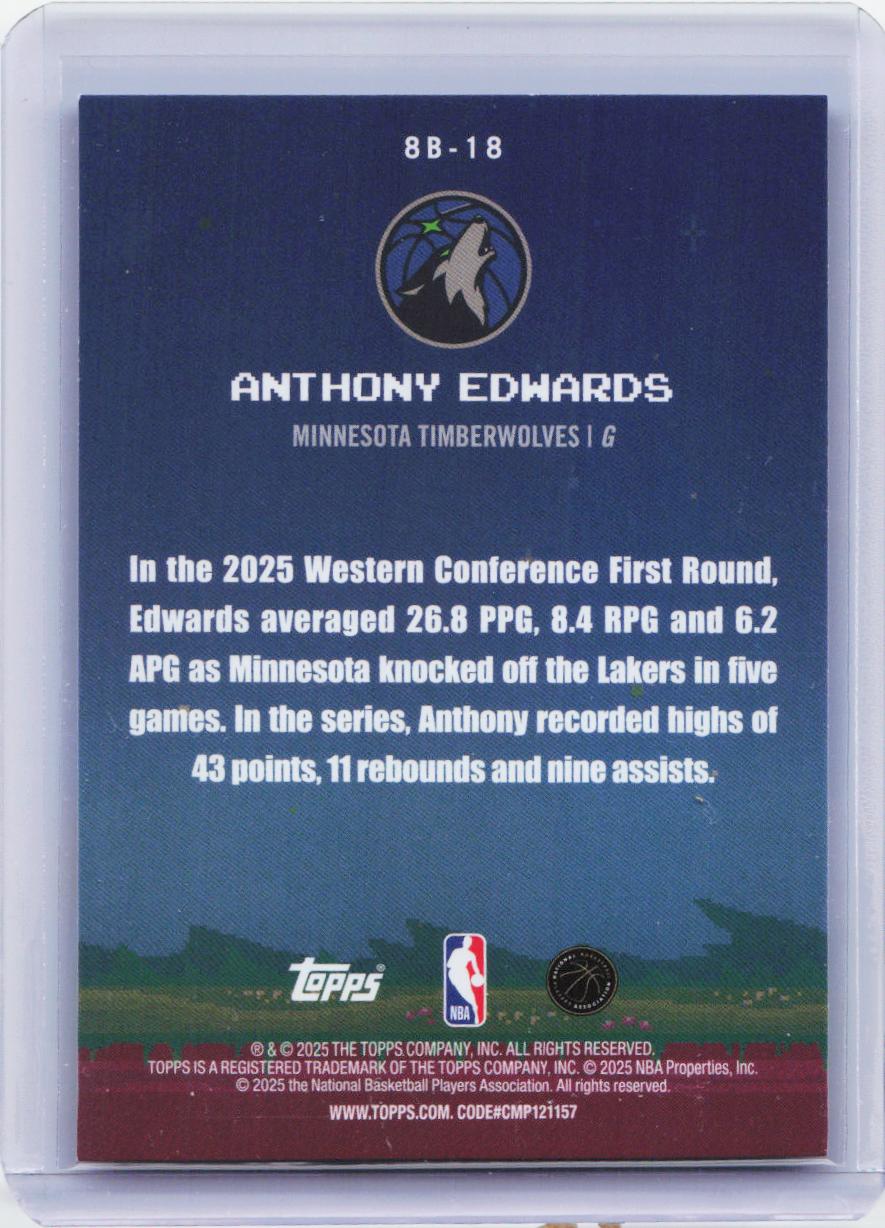 2025-26 Topps #8B-18 Anthony Edwards 8-Bit Ballers