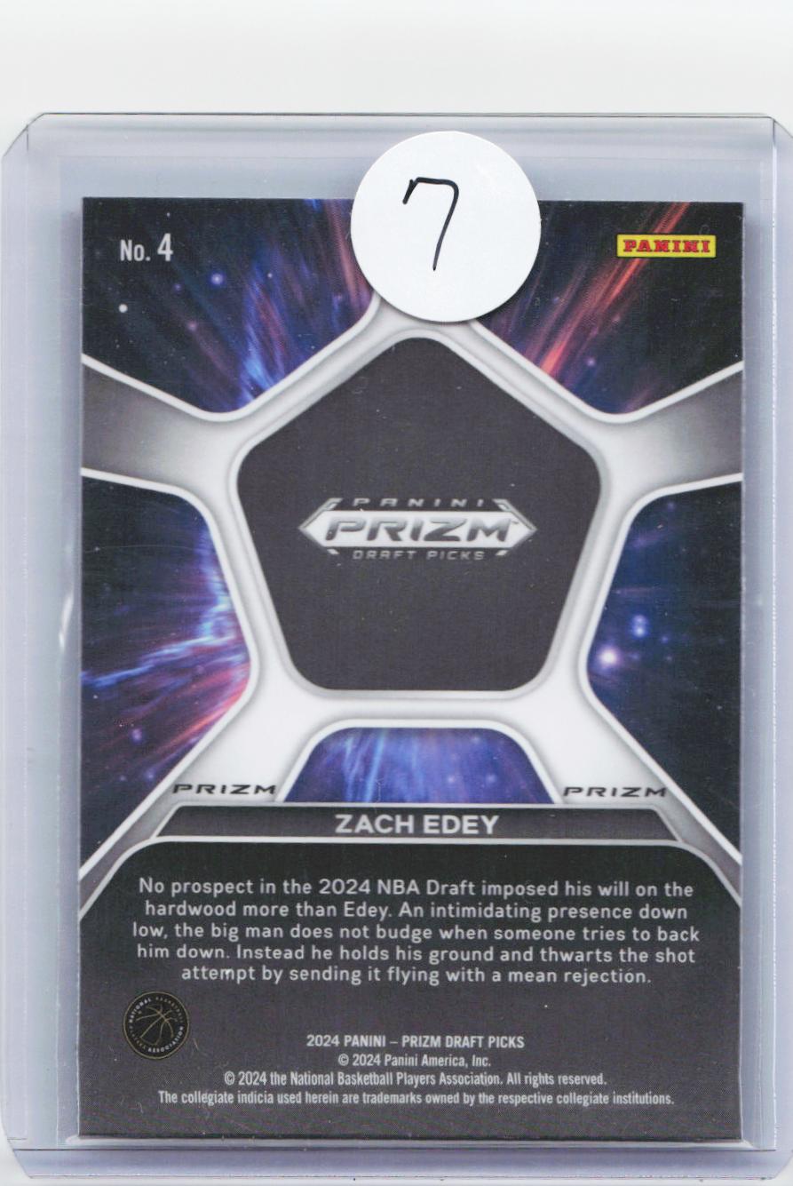 2024 Panini Prizm Draft Picks #4 Zach Edey Deep Space Prizms Silver