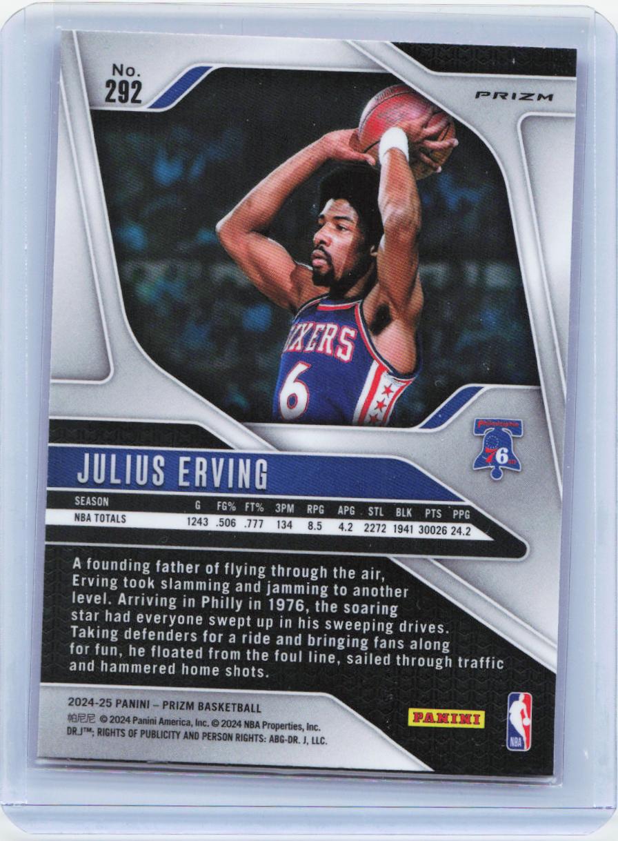 2024-25 Panini Prizm #292 Julius Erving Prizms Pink Ice