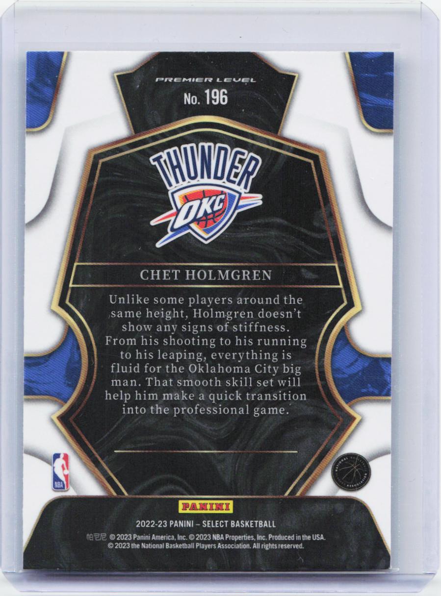 2022-23 Panini Select #196 Chet Holmgren Blue (Retail Base)