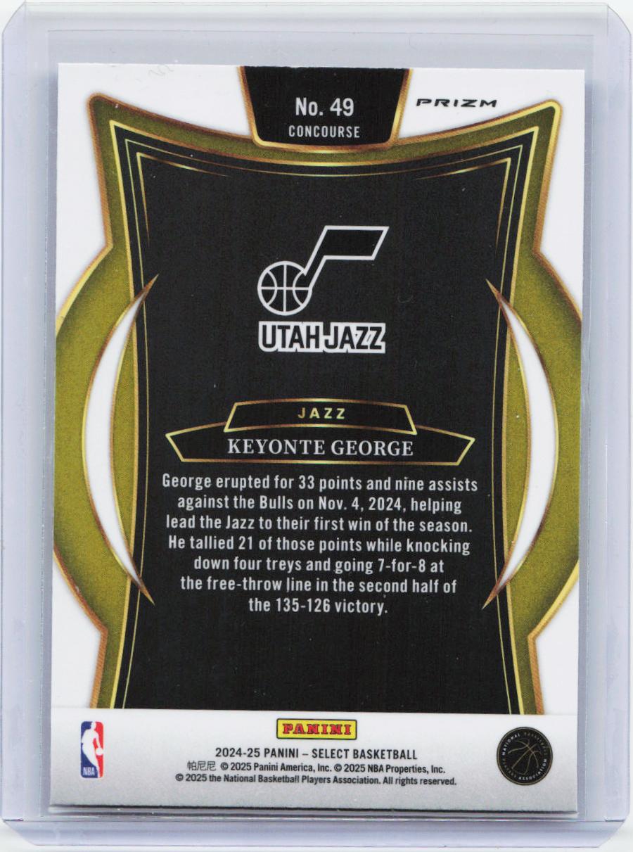 2024-25 Panini Select #49 Keyonte George Blue Cracked Ice Prizm